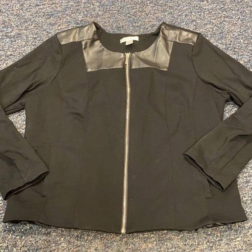 Christopher & Banks Black Faux Leather blazer XL